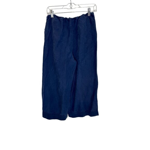 Onia Air Linen Navy Blue Wide Leg Drawstring Trousers - Size S - Picture 4 of 6